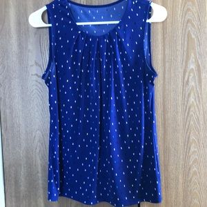 Blue Patterned Tank-Style Blouse